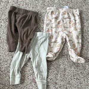 Set of Three Baby Pants - Brown, Cream, and Light Green